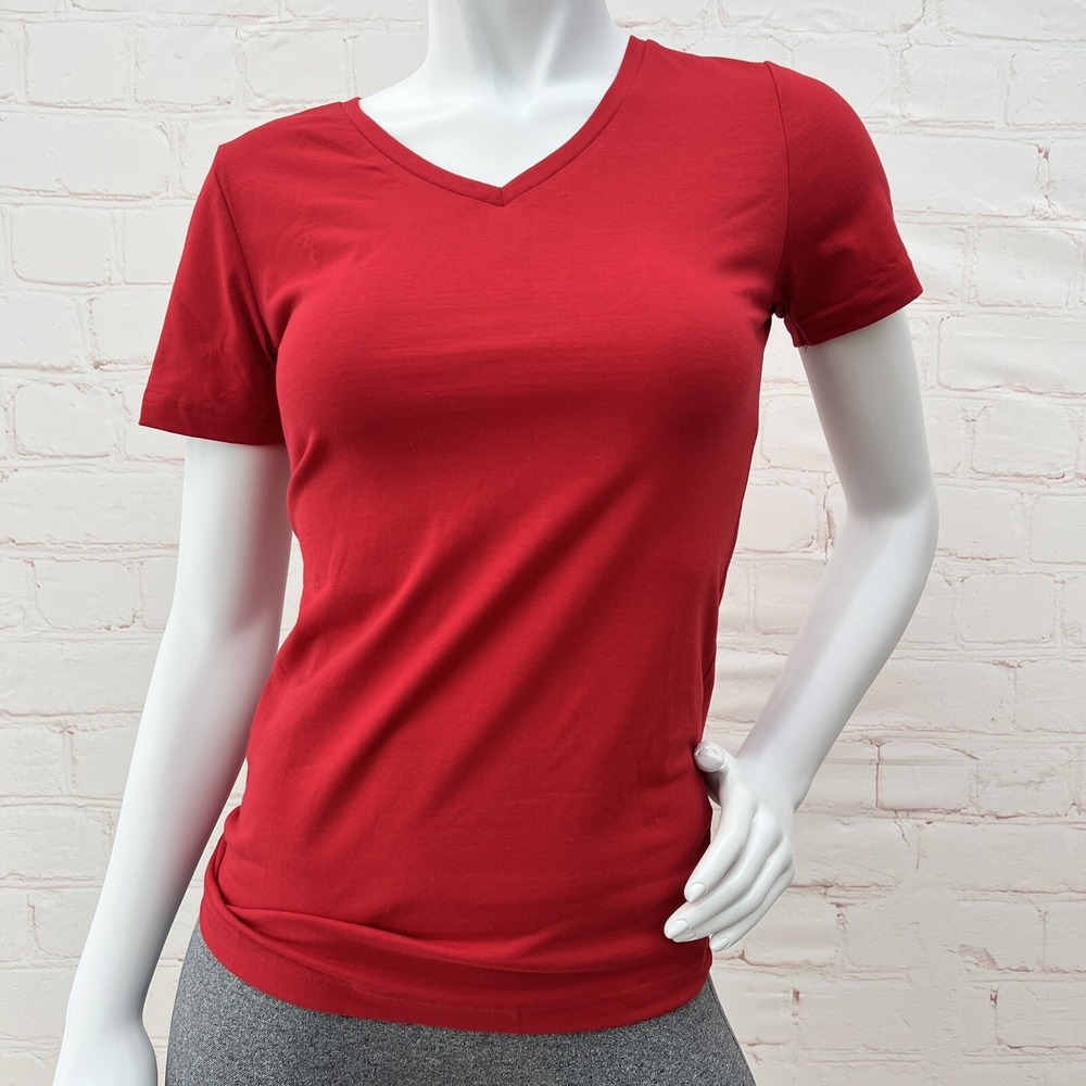 H2H Women Casual Slim Fit T-Shirt Red Top Size S